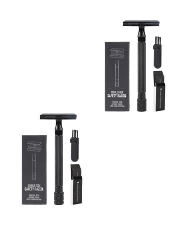 Beavorty 2 sets manual razor butterfly razor Safety razor for men reusable razor edge razor blades razor double -edged fader metal stainless steel blade