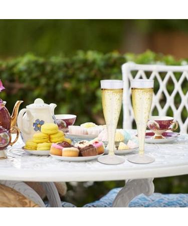 QIANQUEYUE 50-Pack Disposable Gold Glitter Plastic Champagne Flutes - 4.5oz | Ideal for Parties, Weddings & Showers - Buy Online on GoSupps.com