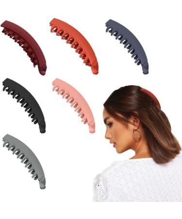 Tadipri 6 Pieces Banana Clips Hair Hair Clips for Women Acrylic Ponytail Clips (Blue Black Wine Red Orange Pink Grey) - Buy Online on GoSupps.com