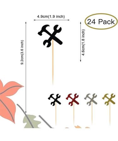 BoningNEW 24 PCS Repair Tools Cupcake Toppers Hammer Wrench Cupcake Picks for Kids Birthday Party Wedding ServiceTheme Party Cake Decorations Supplies(Glitter four colors: Black Gold Silver Red) - Buy Online on GoSupps.com