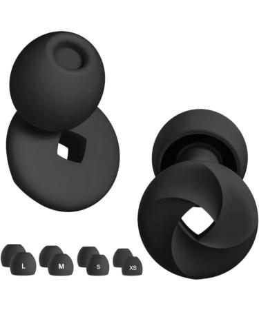 Black Ear Plugs for Noise Reduction | Super Soft Reusable Silicone Hearing Protection - 8 Ear Tips (XS/S/M/L) | 25-33dB Noise Cancelling for Sleep & Noise Sensitivity - Buy Online on GoSupps.com