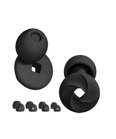 Black Ear Plugs for Noise Reduction Super Soft Reusable Hearing Protection in Flexible Silicone for Sleep Noise Sensitivity - 8 Ear Tips in XS/S/M/L 25-33dB & Noise Cancelling Black