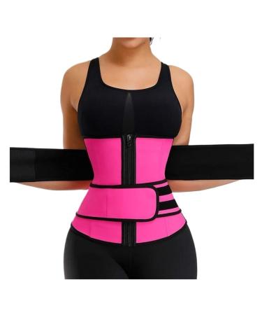 HKDYWTNB Back Brace Lumbar Support Waist Trainer Corset Slimming Body Shaper Tummy Control Girdle Band Trimmer Sauna Sweat Waist Belt(Pink X-Large) X-Large Pink