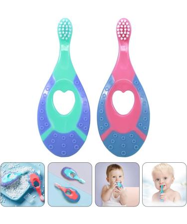 2pcs Silicone Infant Training Toothbrush Set | Soft Bristles & Teething Handle | Baby Toy for Babies/Toddlers Gums - Buy Online on GoSupps.com