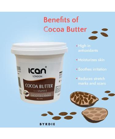 ican London Cocoa Butter With Vitamin E 24hr Moisturizing Smoothes Marks & DIY Use 125g - Buy Online on GoSupps.com