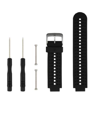 Replacement for Garmin Forerunner 235 / Garmin Approach S20 S5 S6 Watch Band Accessory, Adjustable Silicone Solid&Pattern Strap Wristband for Forerunner 220/230/620/630/735XT/235Lite Black/Black