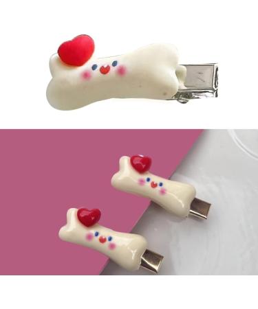 hgnxa Cute Heart&Bone Shape Hairpins Hot Girls Duckbill Hair Clip Spring Hair Clip for Woman Ponytail Side Hair Clip Beige - Buy Online on GoSupps.com