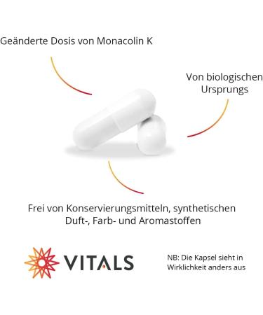 Vital Red Rice Organic Dietary Supplement - 120 Vegan Capsules for Cholesterol Regulation | 100% Organic 2.5mg Monacolin K - Buy Online on GoSupps.com