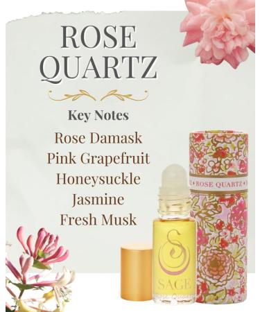 Rose Quartz Perfume Oil Roll-On by Sage- 1/8 oz Vegan & Cruelty-Free Floral Scent Rose Damask Honeysuckle Jasmine Rose Quartz 1/8 oz Perfume Oil Roll-On - Buy Online on GoSupps.com