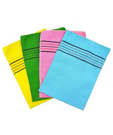 8 Pieces Korean Exfoliating Mitt Glove Italy Towel Body Skin Scrubber Exfoliating Scrubber for Remove Dead Skin Washcloth Korean(Small Yellow Green Blue Pink)