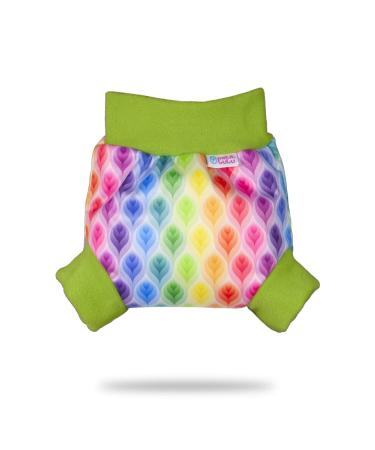 Petit Lulu Pull Up PUL Overtrousers Size M (6-10 kg) Waterproof Slip-On Overpants for Nappy Nappies Cloth Nappies Made in the EU (Rainbow Flames)