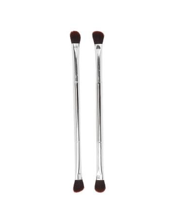 Double Ended Eyeshadow Brush Set - Silver Soft Fiber Hair Contour Tool for Makeup Artists & Women | International Shipping - Buy Online on GoSupps.com