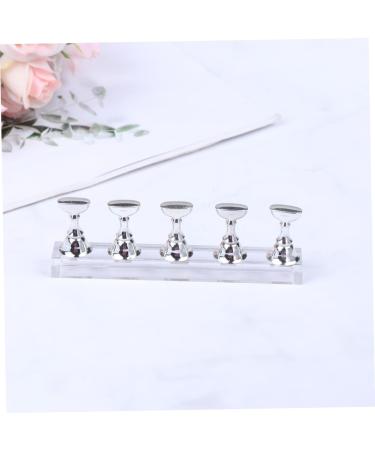 Healeved 2 Sets Nail Art Accessories Crystals for Nails Nail Polish Tips Stand Tool Stand Nail Practice Stand Nail Tips Holder Fake Nail Holder Nail Art Tip Display Base Frame Magnet 2.5*1cm Silver - Buy Online on GoSupps.com