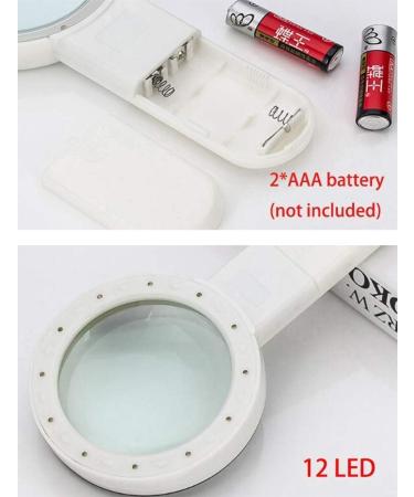 20x Handheld Magnifying Glass 12 Led Light Reading Magnifier and Uv Light 4inches Illuminated Magnifier- for Reading Inspection Exploring Hobbies and More-White Made in China - Buy Online on GoSupps.com