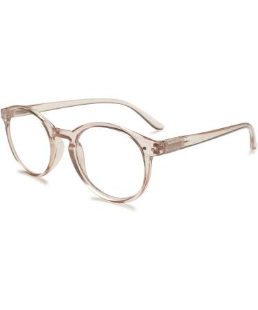 Koosufa Anti Blue Light Reading Glasses for Men & Women - Round Spring Hinge Various Strengths Stylish Light Brown Lens - Buy Online on GoSupps.com