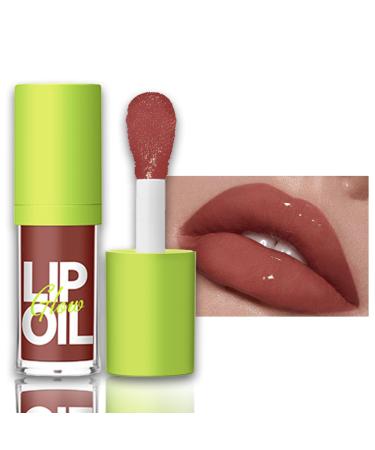 Plumping Lip Oil Lip Gloss Crystal Jelly Lip Care Oil Moisturizing Lip Gloss Long Lasting Lip Balm Liquid Lipsticks High-Shine Plumps Hydrating Nourishing Smooth lightweight Texture(7# HUGGING)
