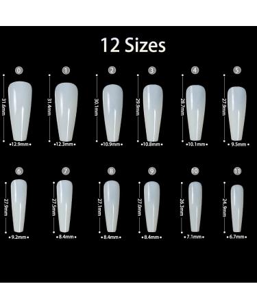 Long Coffin Board Fake Nails - Natural Color 504 Pieces Full Cover Acrylic Nails for DIY Ladies Nail Salon - Ballerina Shape, 10 Sizes - Buy Online on GoSupps.com