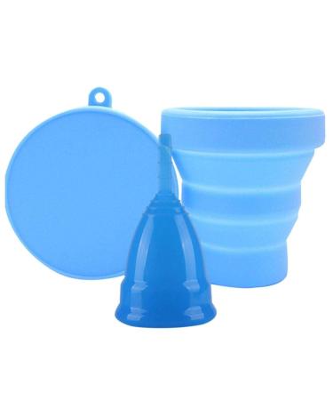 Luckystar4you reusable menstrual cup for women and girls foldable foldable silicone sterilization shell edition and supporting alternative folding blue