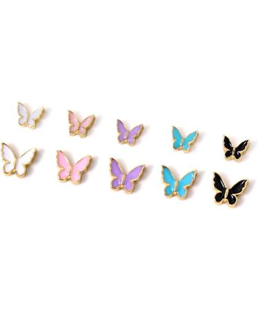 FEIlei 5Piece Colorful Metal Butterfly Nail Decoration Butterfly Charm for DIY Manicure - Buy Online on GoSupps.com