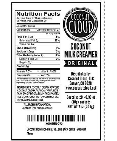 Coconut Cloud Dairy-Free Coffee Creamer | Minimally Processed Shelf Stable | Vegan, Gluten Free, Non-GMO | Original Flavor - 20 Sticks - Buy Online on GoSupps.com