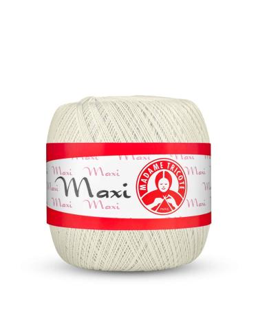 Maxi Madame Tricote Paris 100% Mercerized Cotton Yarn for Crochet and Knitting. NE 10/3 Nm 17/3 Suitable for All Crochet Techniques- Color Number 1003 Size No. 5. Marshmallow (Pantone 11-4300)
