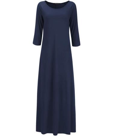 Jacansi Women's 3/4 Sleeve Maxi Dress, Boat Neck, Pockets, Navy - Casual and Chic - Buy Online on GoSupps.com