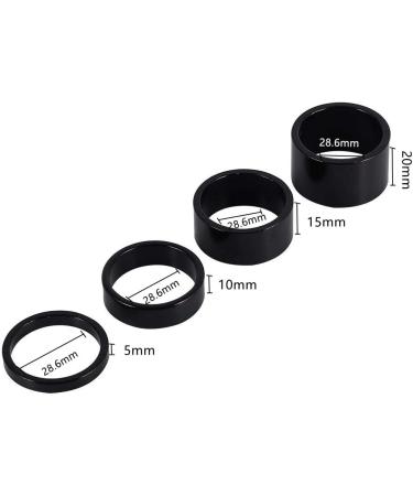 Dioche 4Pcs Aluminum Alloy Bike Headset Spacer Set - 5mm/10mm/15mm/20mm Black - Buy Online on GoSupps.com