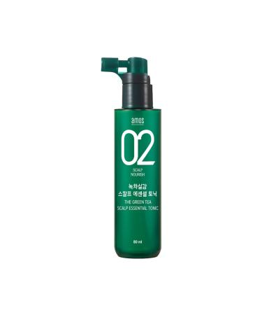 AMOS PROFESSIONAL The Green Tea Scalp Essential Tonic 2.7 oz (80ml) | Anti-Hair Loss Intensive Nourishment Treatment | Korean Hair Salon Brand Renewal