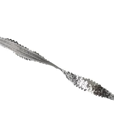 Gnognauq 10 Yards 1 Elastic Sequin Glitter Trim Spool - Metallic Silver Ribbon Trim for Wedding Dress, Headbands - 3-Row Paillette Fabric Embellishment - Buy Online on GoSupps.com