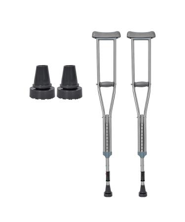 LINYUES All-Terrain Medical Underarm Crutches for Walking 2 Units Stainless Steel Adjustable Adult Axillary Crutches with Spring Shock Absorption for Women Men Adult size 135-155cm
