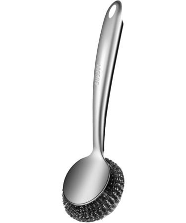 Besreey Metal Scrubbers for Cleaning Dishes - Ergonomic Steel Dish Scrubber Steel Wool Scrubber - Portable Stainless Steel Scouring Pads Metal Sponge Scrubber for Pots Pans Cookware Bakeware Long Brush - Buy Online on GoSupps.com