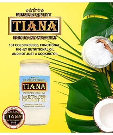 TIANA Fairtrade Organics Raw Extra Virgin Coconut Oil Voted UK no.1 for Skin Hair and Cooking 750ml Pack of 2 - Buy Online on GoSupps.com