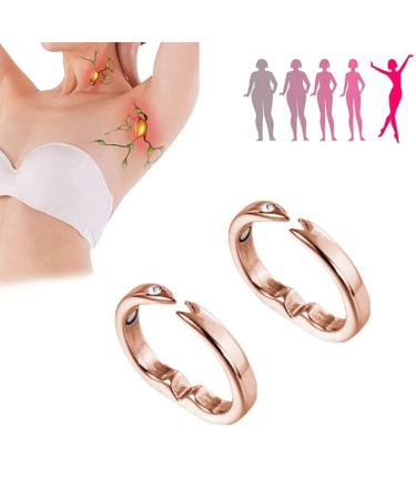 Fencelly 2pcs Lymphatic Drainage Magnetic Ring Adjustable Opening Ring Weight Loss Slimming Magnetic Ring Men and Women
