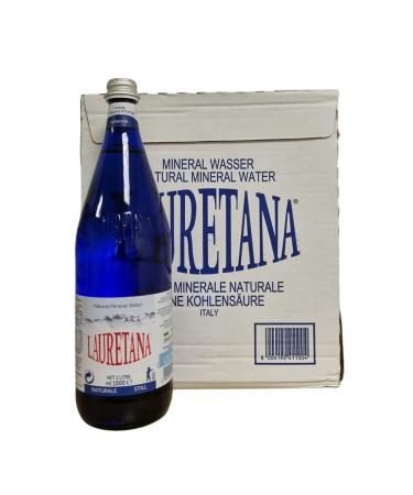 Lauretana - Natural Still Mineral Water Glass Bottles - Pack of 6 x 1L 