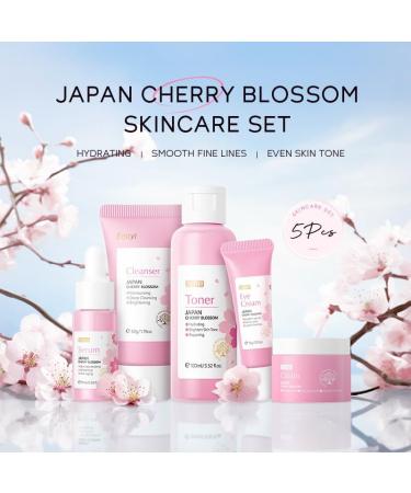Sakura 5 in 1 Skin Care Set with Cleanser Toner Face Serum Face Cream and Eye Cream Skin Care Products for Teen Girls Skin Care Set - Buy Online on GoSupps.com