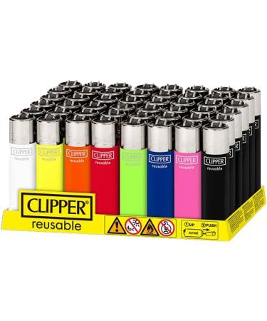 Clipper Reusable Lighter Classic Mini Refillable Lighters Solid Assorted Colors Collection Display of 48 Units (8 Colors) Multi-Purpose Lighter Premium Quality Unique Packing Tool Everyday Use - Buy Online on GoSupps.com
