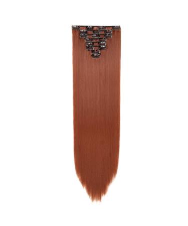 Clip in extensions hair extension such as real hair synthetic hair part 8 tressen 18 clips for complete full head hair extensions 66cm smooth red -brown