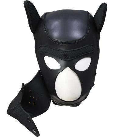 Adults Puppy Hood Mask Removable Cosplay Dog Full Face Pup Hood Mask for Halloween Cosplay Novelty Costume Performance Props Gifts (Black) - Buy Online on GoSupps.com