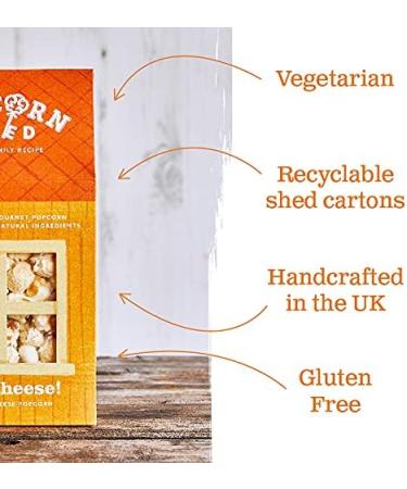 Popcorn Shed Say Cheese! Gourmet Popcorn 60g Gift Box - Gluten Free, Vegetarian, Sugar Free Movie Night Snack - Yellow Cheese Flavor - 55g (Pack of 1) - Buy Online on GoSupps.com