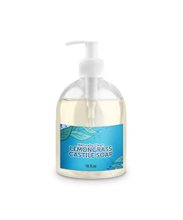 Lemongrass Pure Castile Soap Liquid for Face Hand & Body Wash- Hand Made Soap Vegan Non-GMO Made in USA Liquid Castile Soap for All Skin Types Dry & Sensitive Skin 16 oz