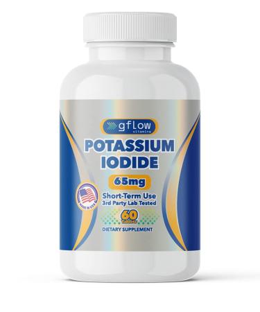 Gflow Vitamins - Potassium Iodide 65 mg Per Serving - Dietary Supplement, Thyroid Support - 2 Months Supply - Non -GMO - Made in The USA - Exp Date 03/2029