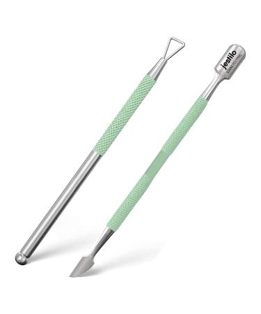 Jestilo Stainless Steel Cuticle Pusher and UV Gel Nail Polish Remover Pack of 2 Cuticle Remover & Trimmer | Nail Art Tools Scraper and Cleaner (Green) - Buy Online on GoSupps.com