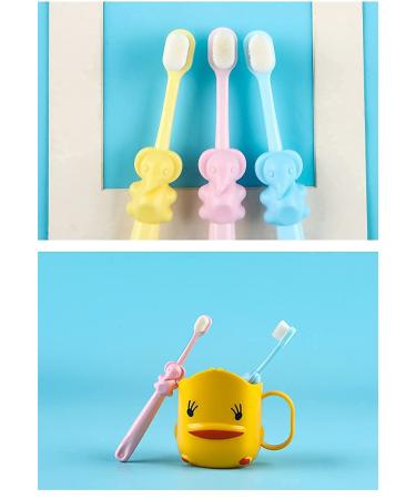 Buy 3 Pieces Kids Soft Toothbrush Set - Cartoon Elephant Manual Toothbrush for Ages 2-10 - Yellow Pink Blue | International Shipping Available - Buy Online on GoSupps.com
