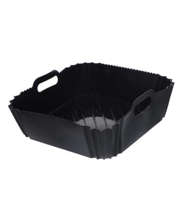 GRIRIW Air Fryer Pad Non Stick Baking Pan Reusable Air Fryer Baskets Silicone Bakeware Foldable Black 22X6CM