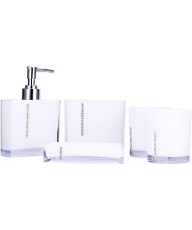 Syrisora 5 Piece Acrylic Bathroom Accessories Set Stylish Bath Mug Toothbrush Holder & Soap Dish International Shipping Available - Buy Online on GoSupps.com