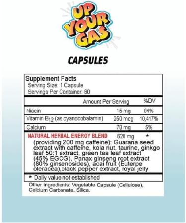 Up Your Gas Herbal Energy Supplement - 60 Capsules | Natural Energy Booster - Buy Online on GoSupps.com
