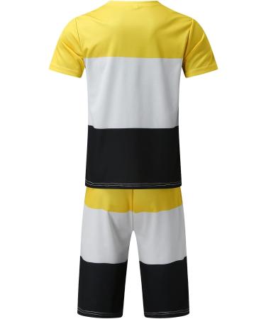 Men's 2 Piece Sport Suit Set | Fashion Print T-Shirt & Shorts | Yellow Sportwear - Size Small - Buy Online on GoSupps.com