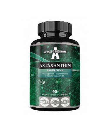 Astaxanthin 8 mg from the microalge haematococcus pluvialis - 90 vegan capsules - 3 months stock - strong antioxidant - by Apollo's hegemony