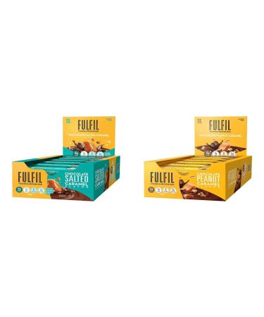 FULFIL Vitamin & Protein Bars Chocolate Salted Caramel & Chocolate Peanut Caramel 15g Protein 8 Vitamins 12 Count