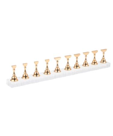 POPETPOP Nail Holders 1 Set Nail Art Base Extended Section Acrylic Nail Mud Nail Painting Stand 19.5x2cm Golden